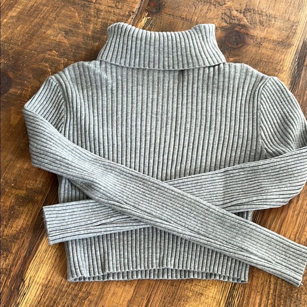 fab’rik Taupe Ribbed Cropped Turtleneck Sweater